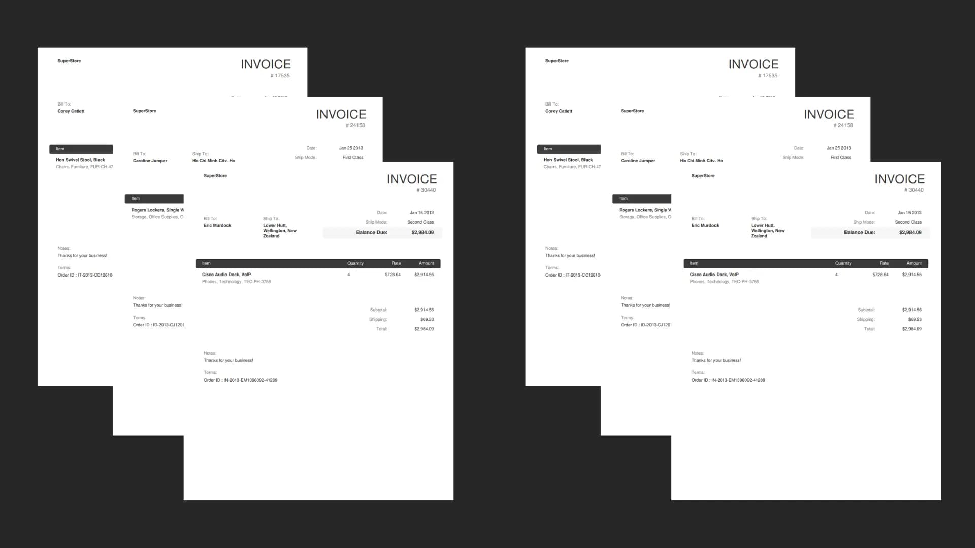 Messy pile of invoices